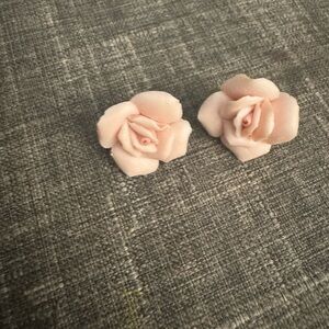 Vintage Pink Rose Stud Earrings
